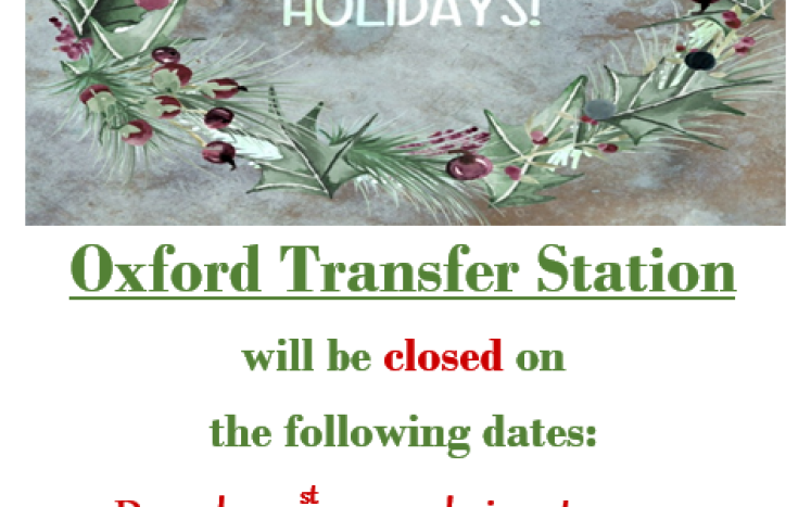 Transfer Station Closings- December